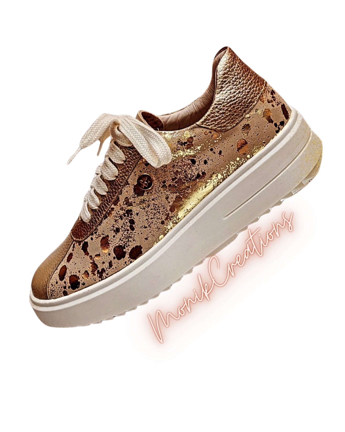 Splash Golden Tan Leather Sneakers