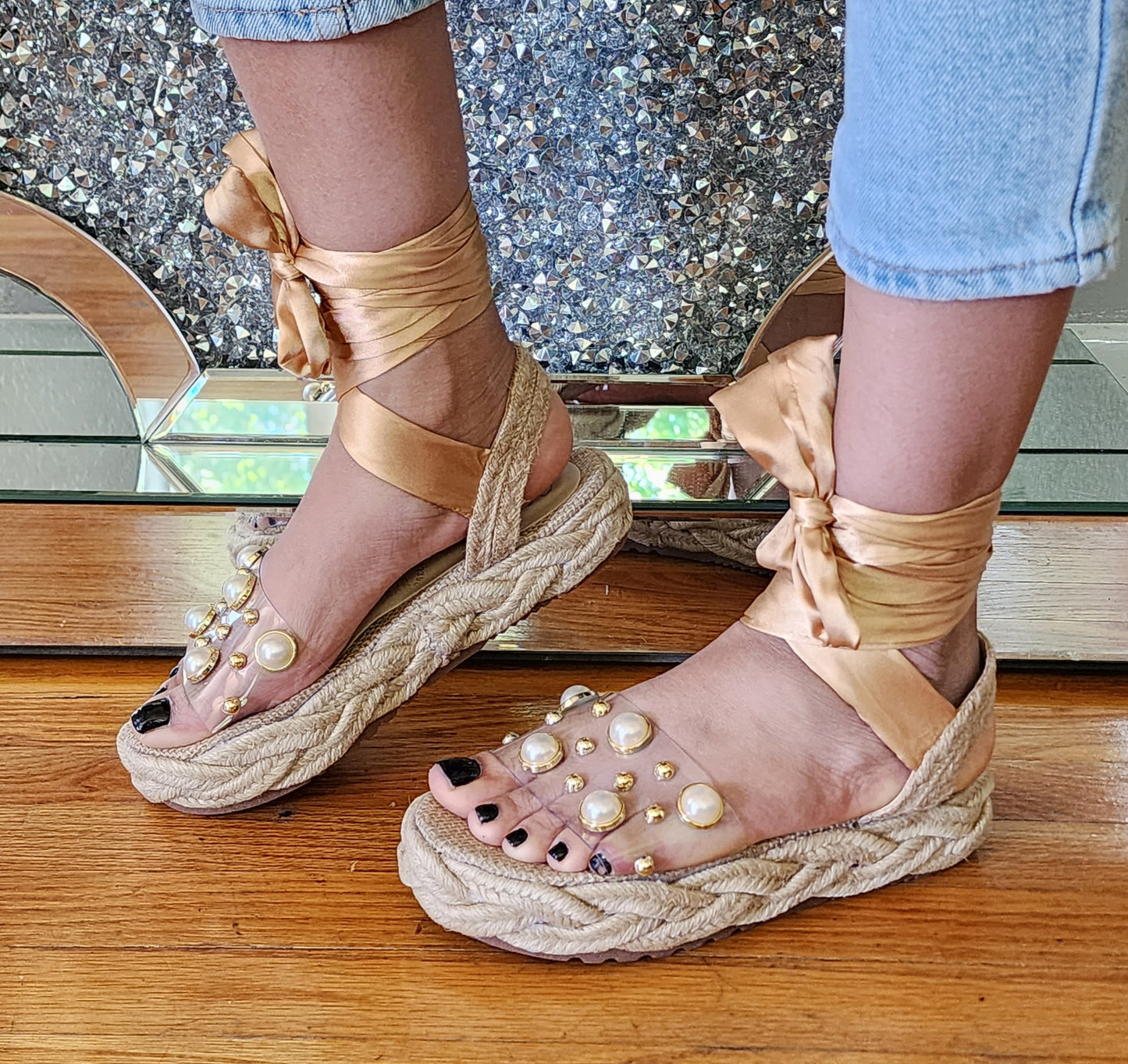 Clear Jute Sandals