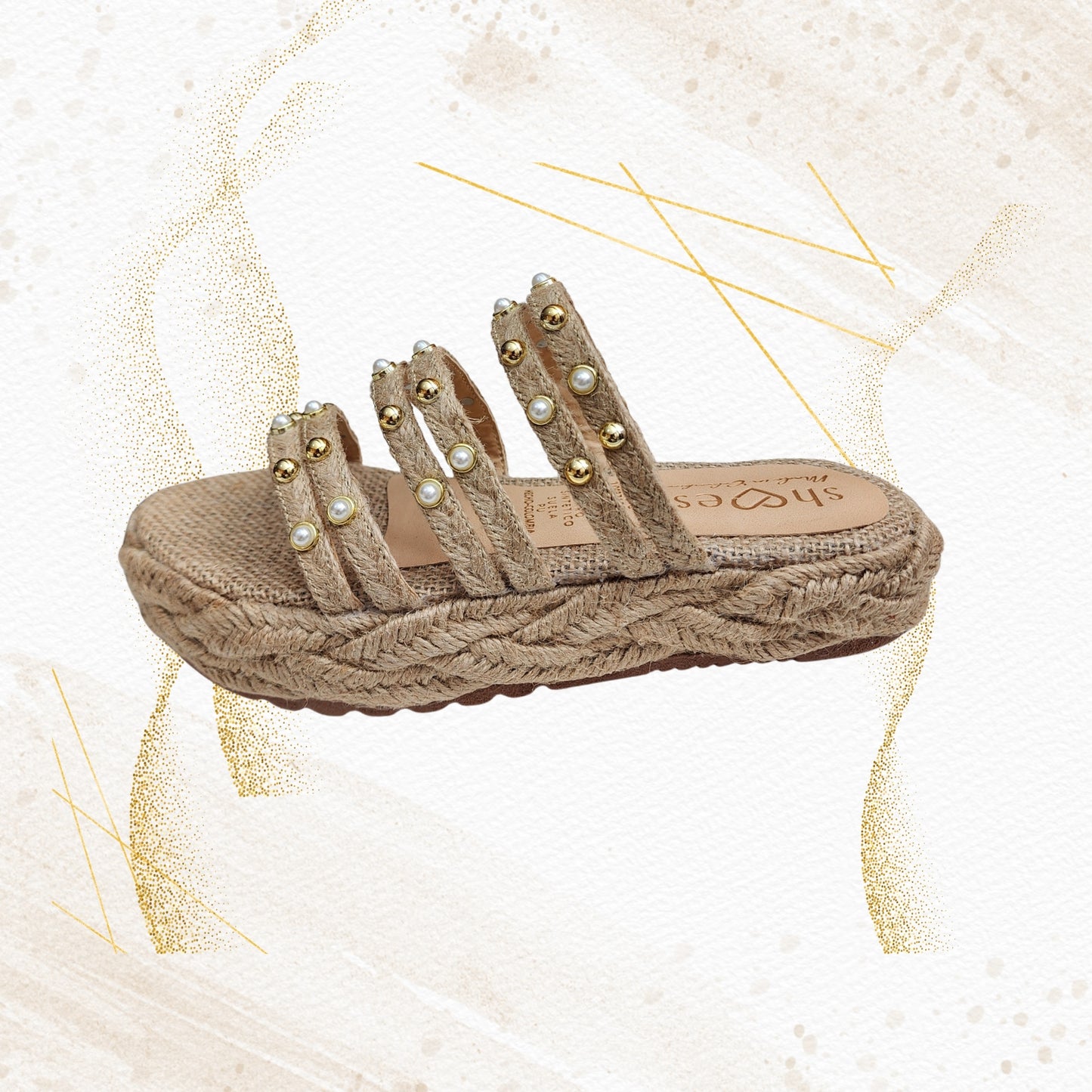 Pearls Flat Espadrille Sandals