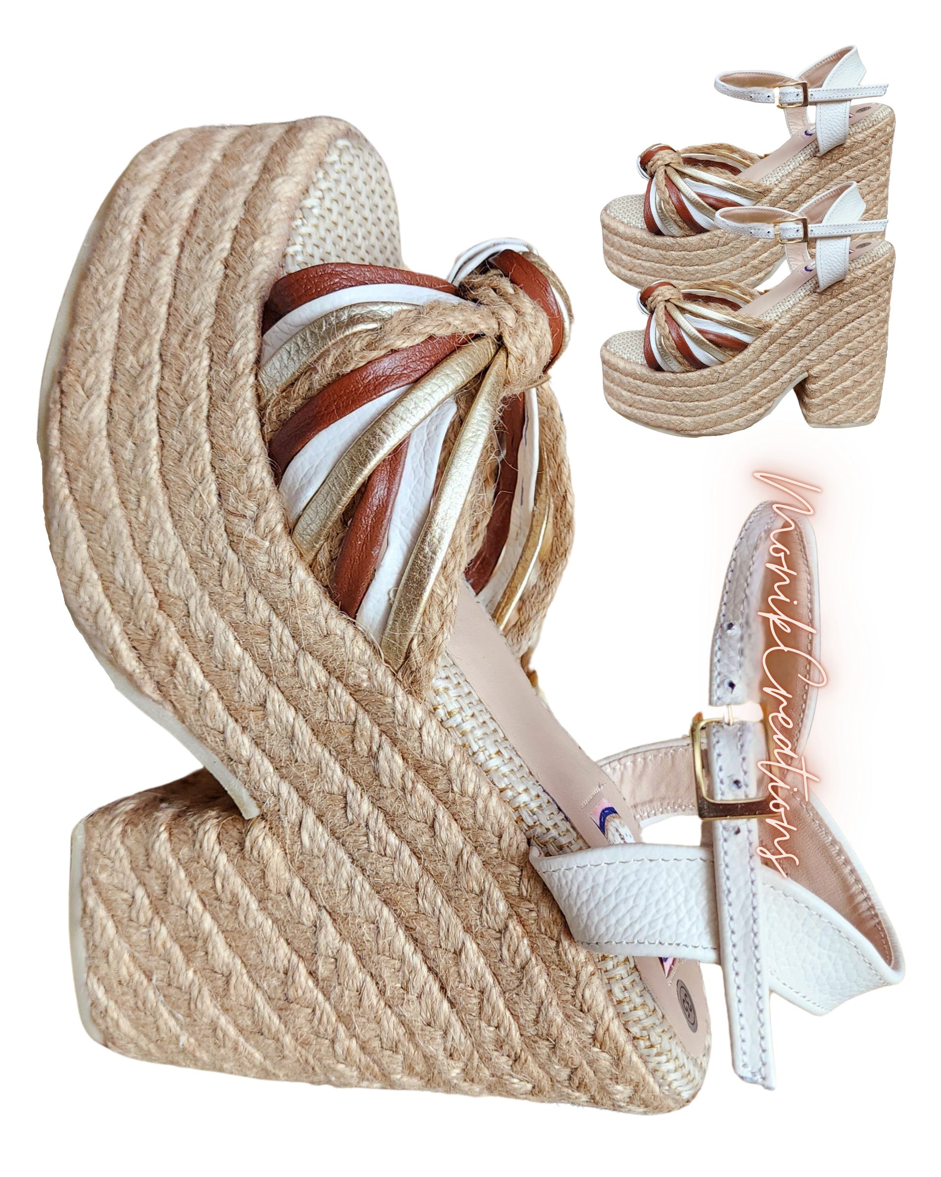Leather Jute Designer Platform Sandals for Women – MonikCreations