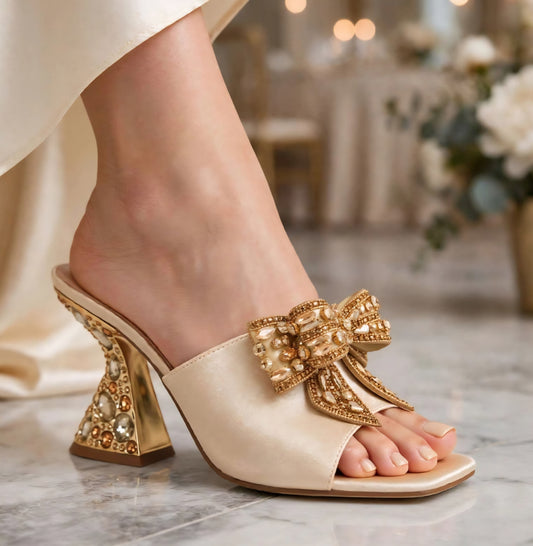 Celeste Crystal Mule Heels