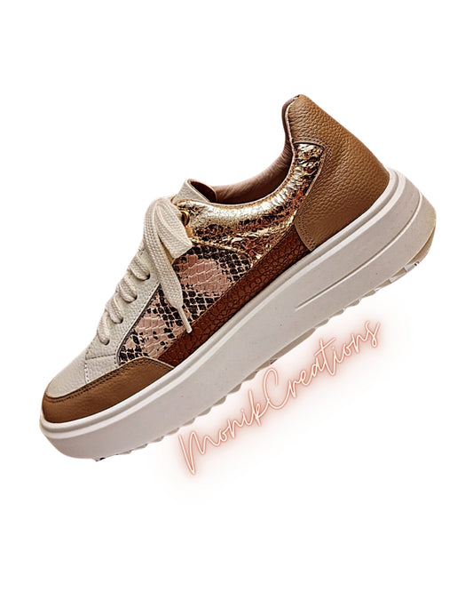 Golden Tan Leather Sneakers
