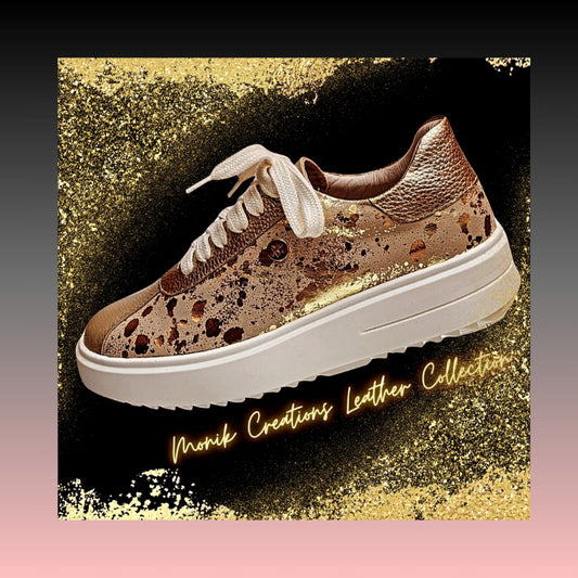 Splash Golden Tan Leather Sneakers