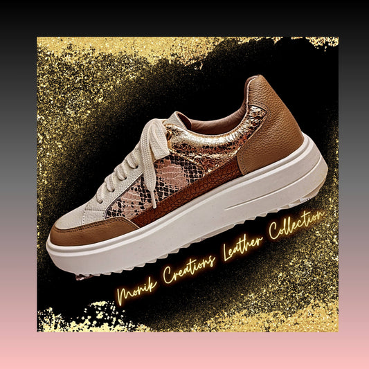 Golden Tan Leather Sneakers