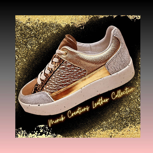 Chocolate Golden Leather Sneakers