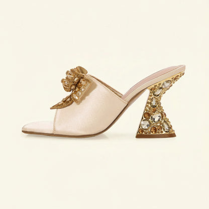 Celeste Crystal Mule Heels