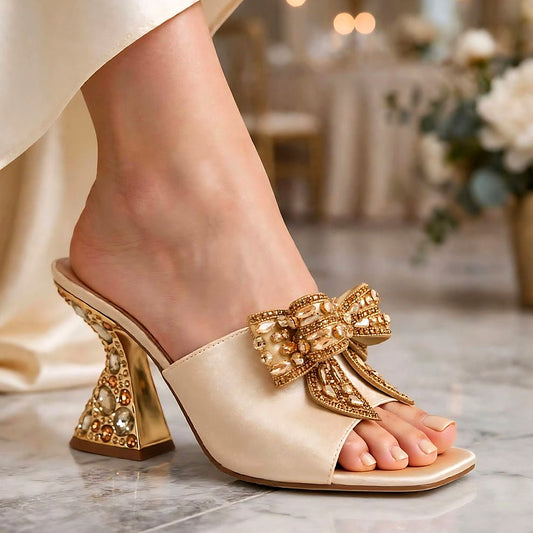 Celeste Crystal Mule Heels