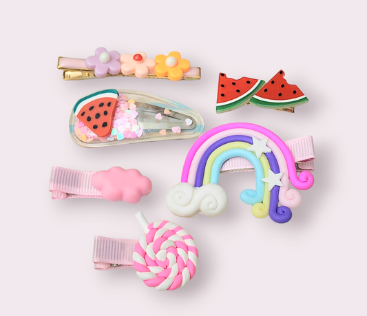 6 Pcs Hair Clips Candy Colors