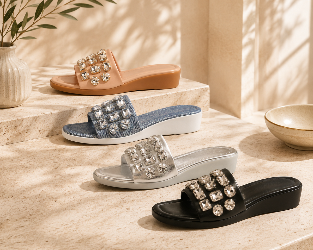 Celeste Crystal Wedge Slide