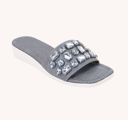 Celeste Crystal Wedge Slide