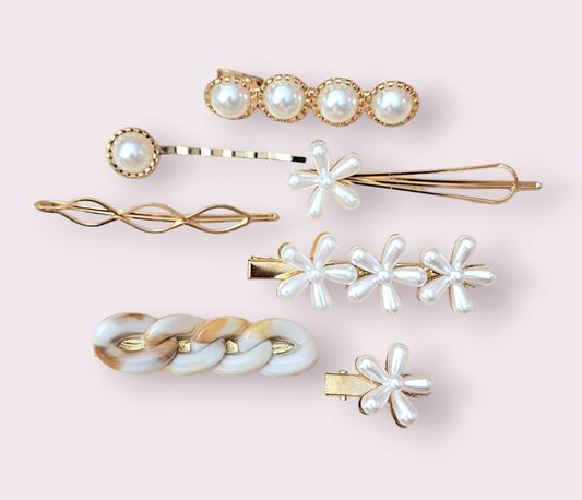 7 Pcs Pearls and Acrylic Hair Clips