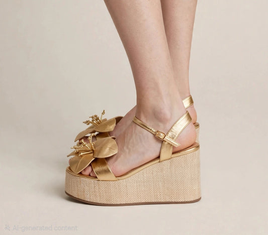 Amara Flower Wedge Sandal