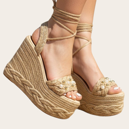 Santorini Pearl Espadrille Wedge Sandal
