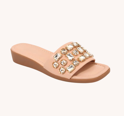 Celeste Crystal Wedge Slide