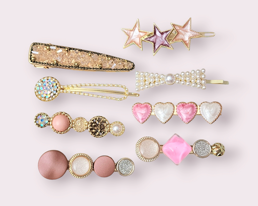 8 Pcs Sparkly Pink Hair Clips