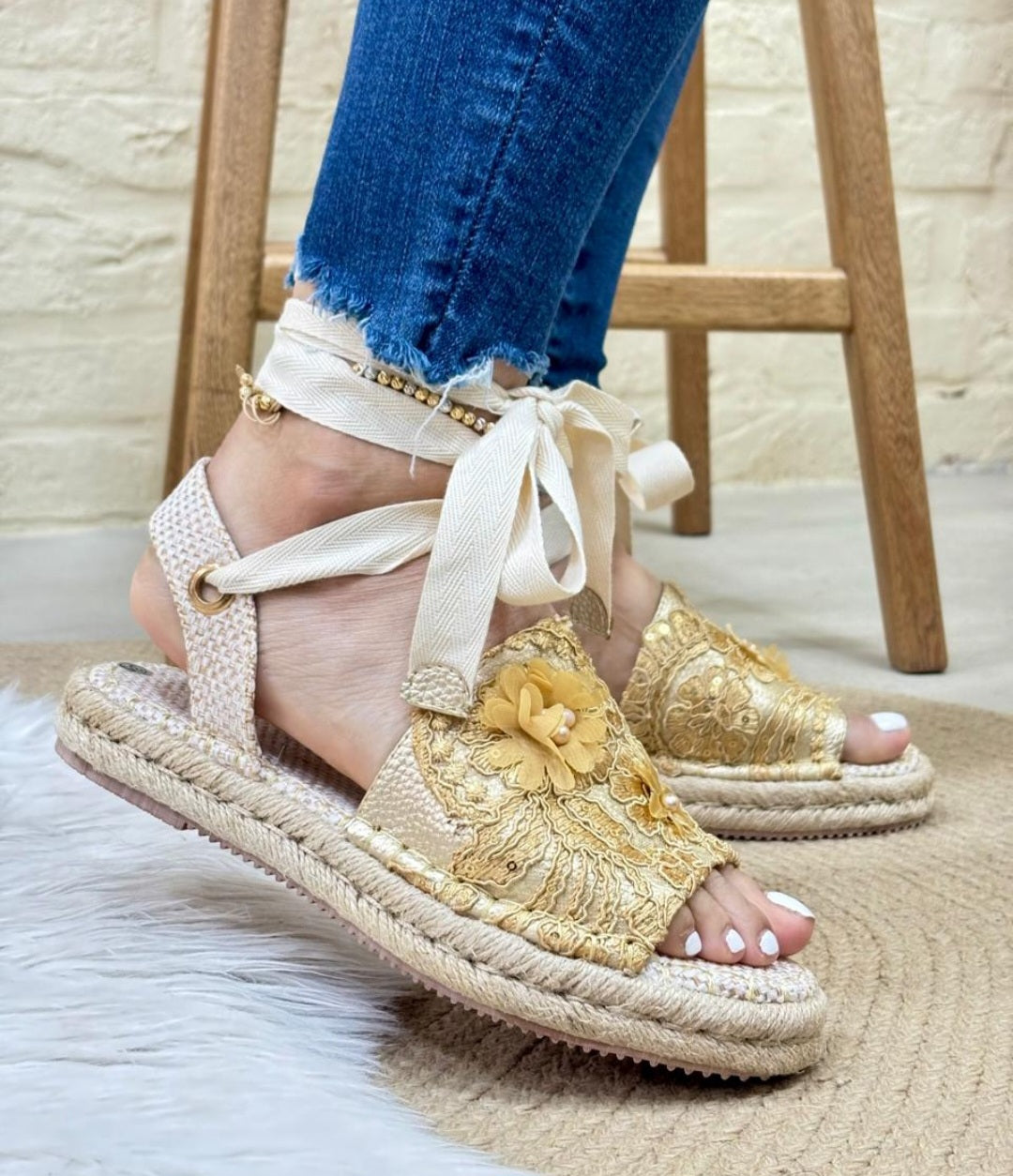 Fleur Espadrille Lace-Up Sandal