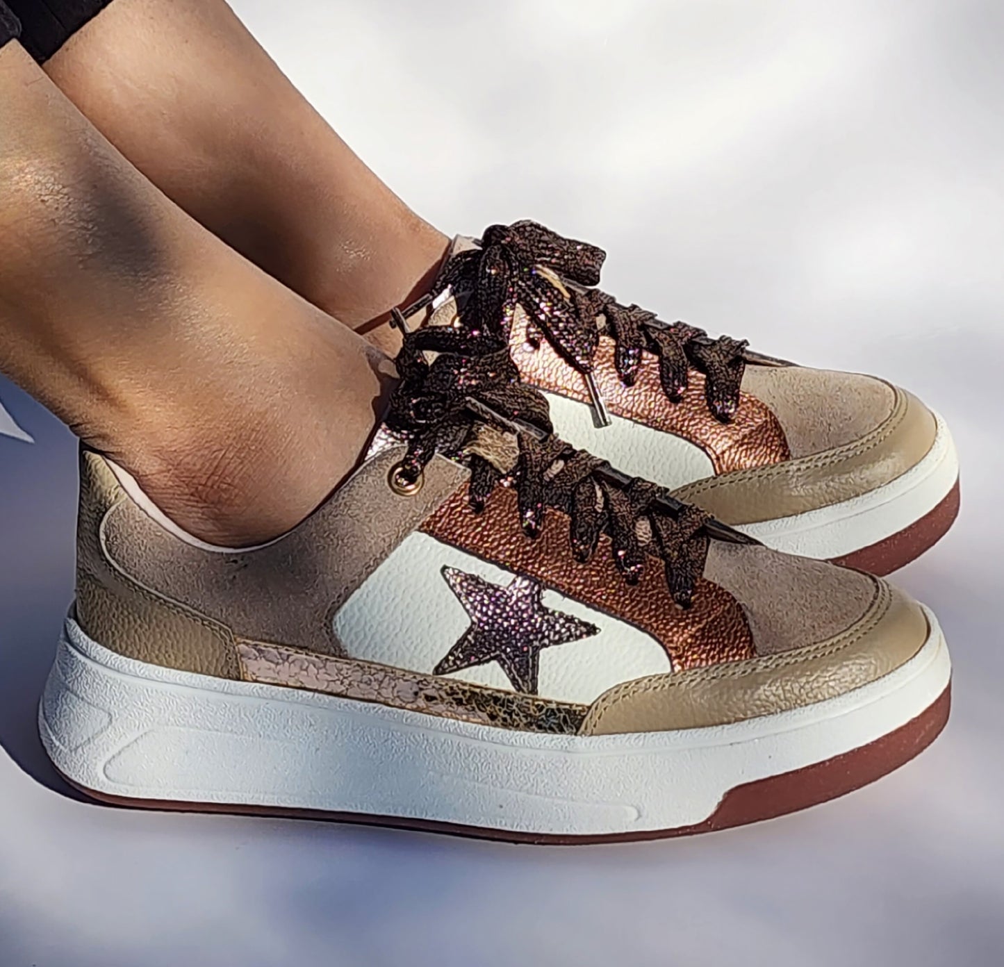 Bronze Star Leather Sneakers