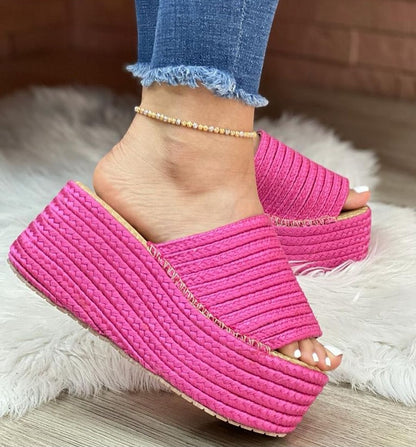 Fusha Jute Platform Medium Wedge Sandals